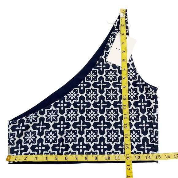 Baiia Two Piece Bikini Womens 12 White Navy One Shoulder Reversible High Waist - Picture 12 of 12